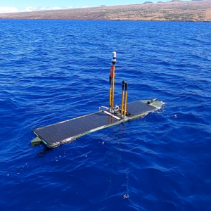  The autonomous surface vehicle called the Wave Glider travels along the ocean surface near Hawai‘i Island.