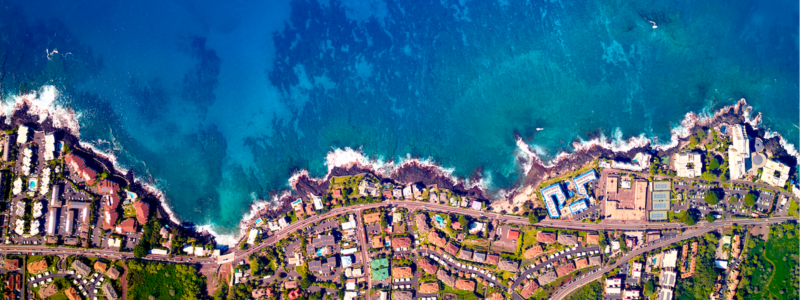 Aerial photograph of coral reef ecosystem