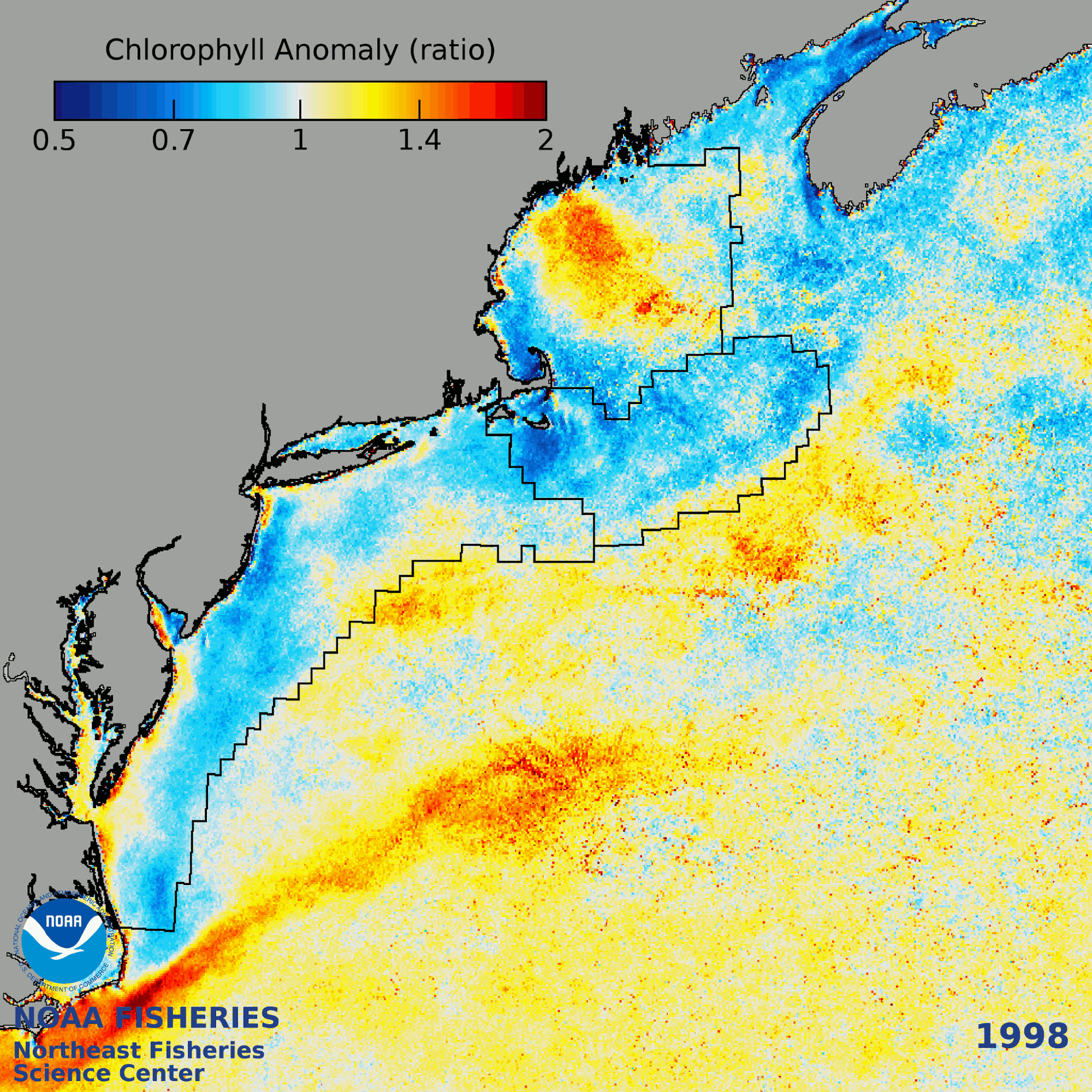 Annual chlorophyll anomalies in the NE-LME